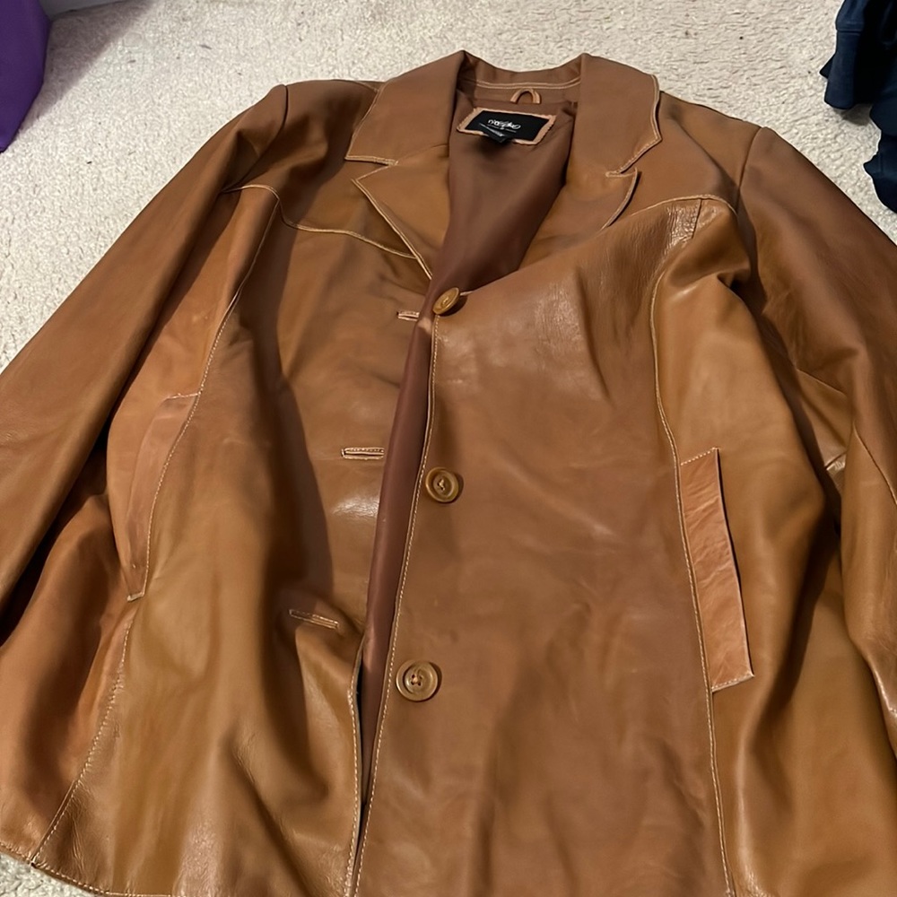 Brown coat leather size 16 W